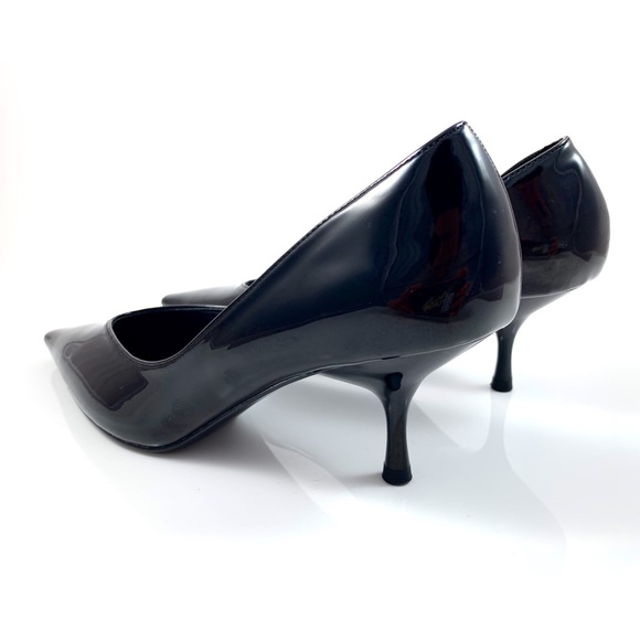 NWT BERSHKA black patent pointy kitten heel shoes - Picture 4 of 8